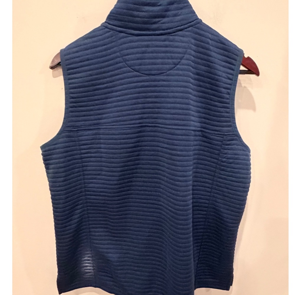 LL Bean Navy Blue Quilted Full Zip Vest Womens XL Petite 517114 Ribbed Texture - Picture 4 of 8